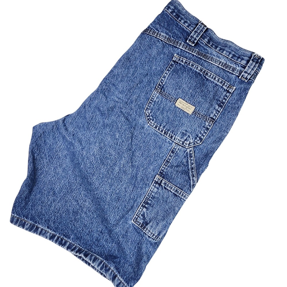 Wrangler Carpenter Shorts Mens 46 Blue Denim Cargo Utility Hammer Loop‎ Workwear